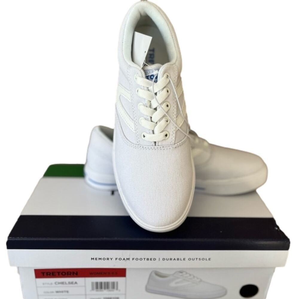 Tretorn Chelsea Casual Sneakers White Memory Foam Shoes Size 6.5 NIB